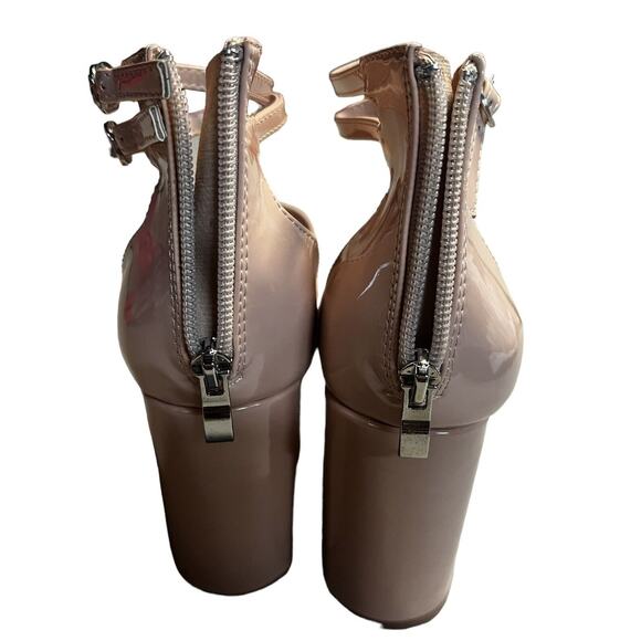 Fairy Grunge Nude Platforms Chunky Block Heels Retro Mary Jane Party Pumps Sz 9 - Picture 8 of 14